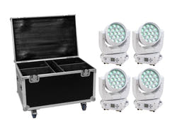 EUROLITE Set 4x LED TMH-X4 valkoinen + pyörillä varustettu kotelo