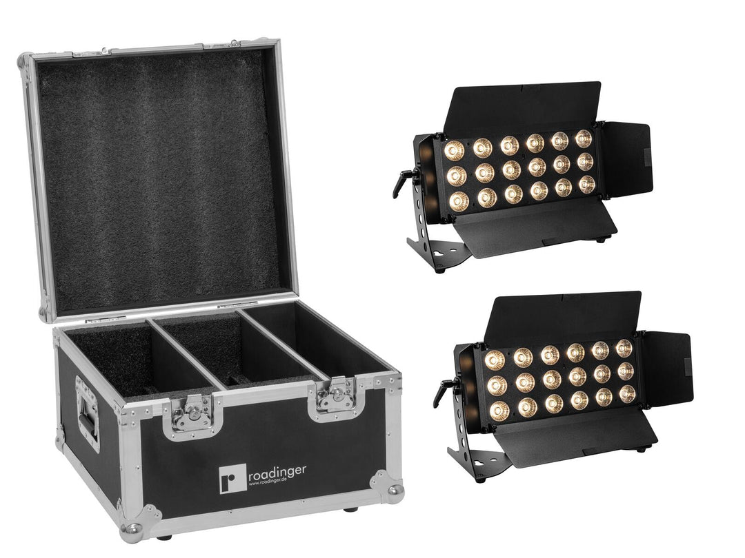 EUROLITE Set 2x LED CLS-18 QCL RGB/WW 18x7W + Kuljetuslaukku
