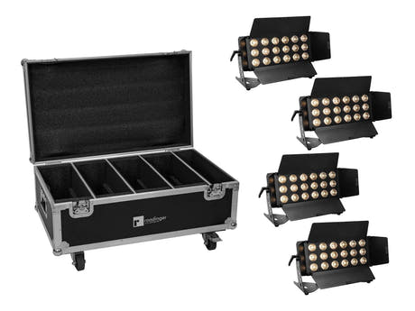 EUROLITE Set 4x LED CLS-18 QCL RGB/WW 18x7W + Flightcase pyörillä