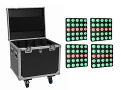EUROLITE Setti 4x LED Pixel Matrix Panel 5x5 RGB/WW + pyörillä varustettu Flightcase