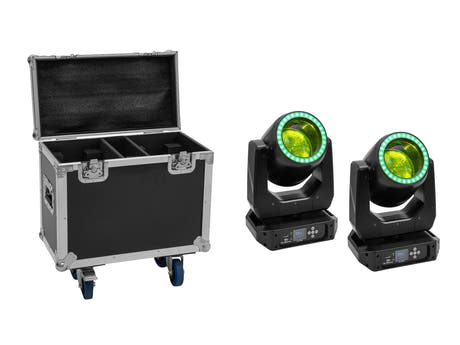 EUROLITE Set 2x LED TMH-B120 Hypno Liikkuvat päät Beam + Flightcase with wheels