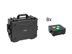 EUROLITE Sarja 8x AKKU IP Flat Light 3 bk + Plastic case vaunulla