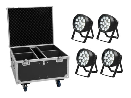 EUROLITE Setti 4x LED IP PAR 14x8W QCL + Flightcase