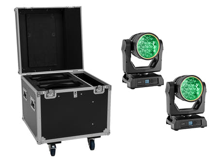 EUROLITE Set 2x LED IP TMH-W285 Hypno Liikkuvat päät Wash + Flightcase with wheels