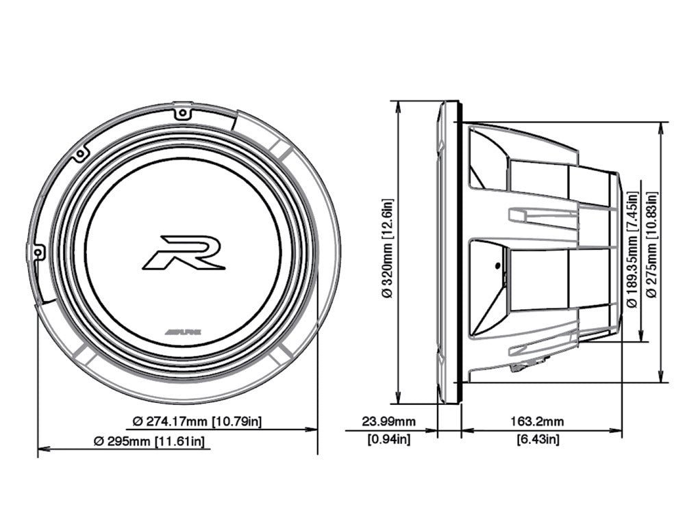 Alpine R2-W12D2 Type-R -subwoofer 12" 2 ohmia