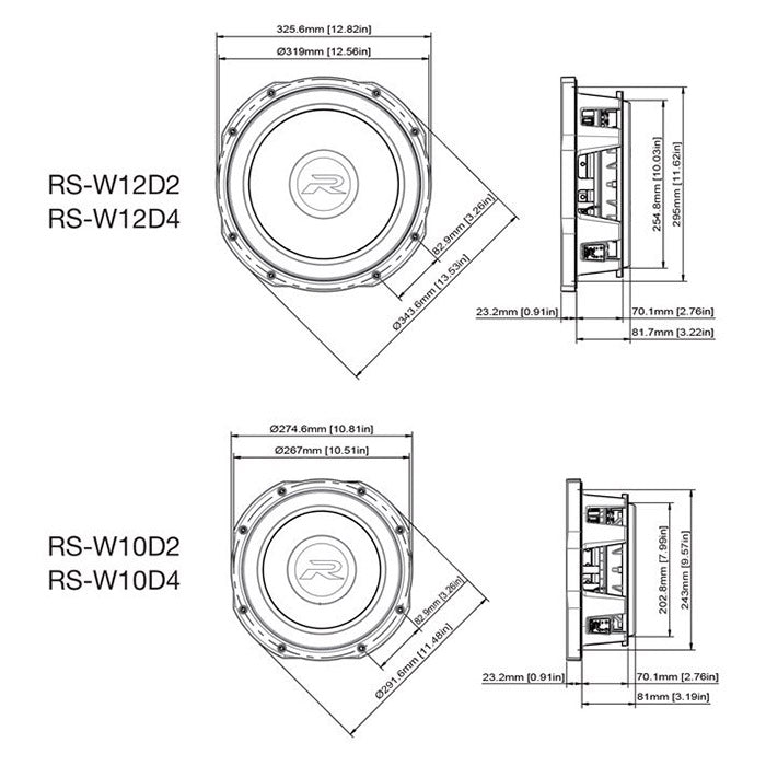 Alpine RS-W10D4 Shallow Type-R -subwoofer 10" 4+4 Ohm
