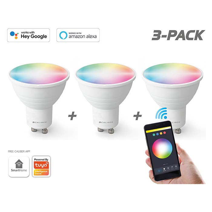 Caliber GU10 Smart Home 3 kpl LED-lamppuja, valkoinen/monivärinen