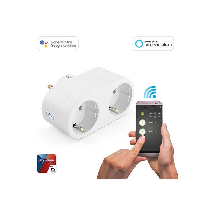 Caliber Wi-Fi Smart Home -pistoke, 2 liitäntää