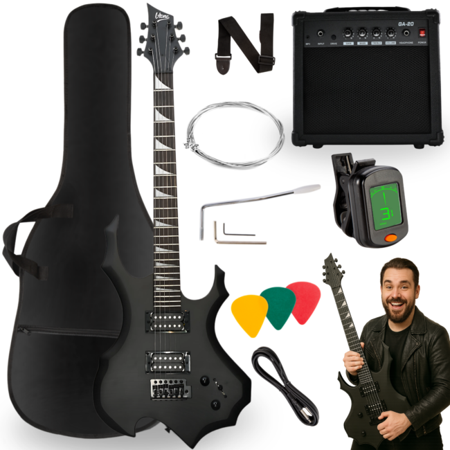 V-TONE EGS 39 MBK elektrisk guitarpakke 4/4, sort -> V-TONE EGS 39 MBK sähköinen kitarapaketti 4/4, musta