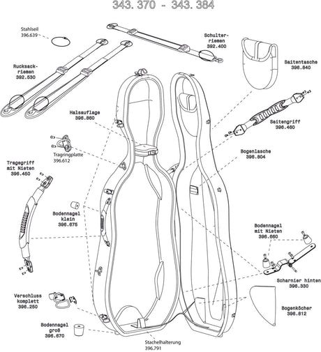 GEWA Cello case Idea Original Carbon 2.9 - String pocket (colour indic.)