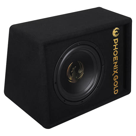 Phoenix Gold 10" aktiivinen subwoofer, kaapelit ja kaukosäädin