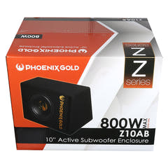 Phoenix Gold 10" aktiivinen subwoofer, kaapelit ja kaukosäädin