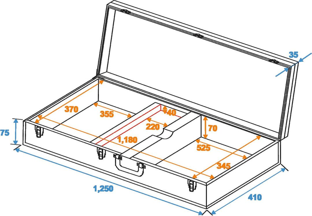 DiMavery Flightcase til El-Bas, suorakulmainen