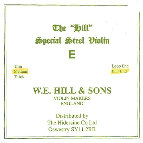 Hill E-kieli viululle, teräs, lenkki, medium