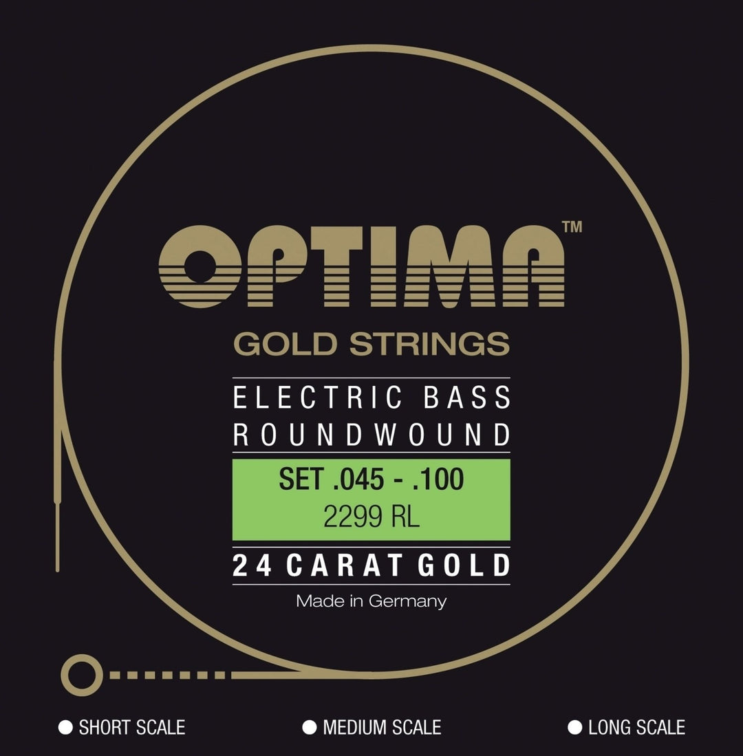 Optima E-bass-kielet Gold Strings Round Wound long scale - Set 4-string reg-light (2299L)