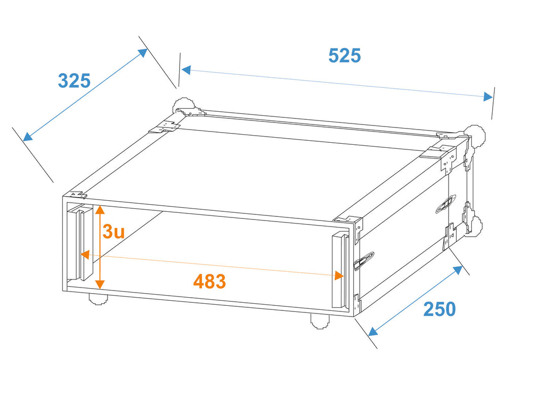 ROADINGER Effect Rack CO DD, 3U, 24cm syvä, musta