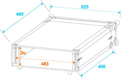 Roadinger Effect Rack CO DD 2 Yksikkö (40cm Syvä)