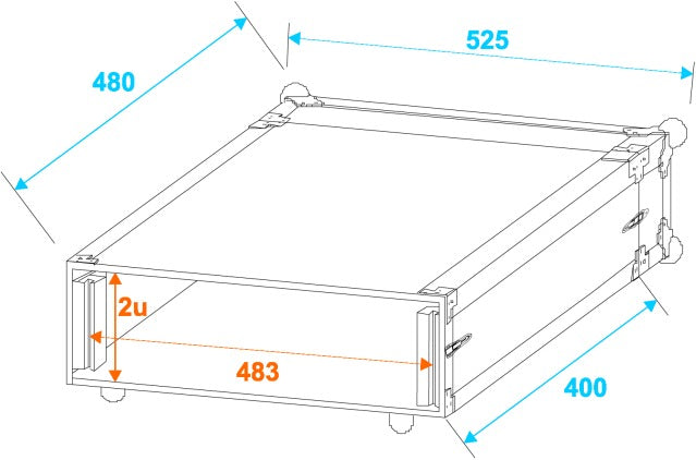 Roadinger Effect Rack CO DD 2 Yksikkö (40cm Syvä)