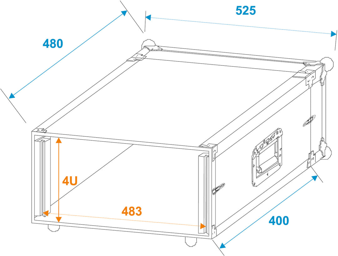 ROADINGER Effect Rack CO DD, 4U, 38cm syvä, musta