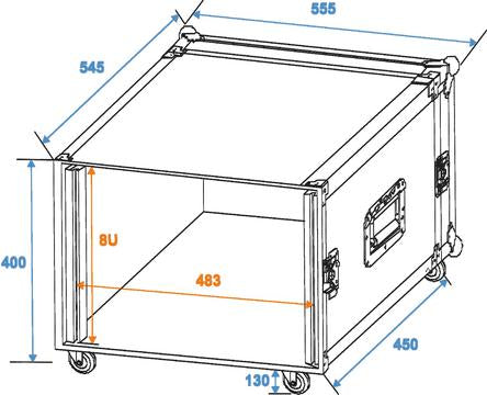 Vahvistinteline 8 yksikkö pyörillä (45cm)