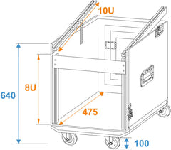 ROADINGER Special Combo Case Pro, 8U pyörillä