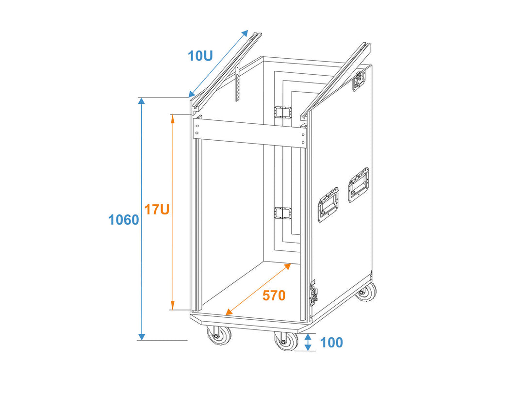 Roadinger Combo Case Pro 17U pyörillä