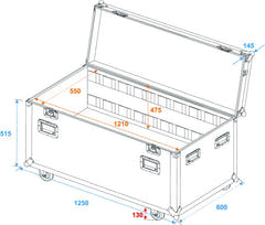 Tour Case pyörillä (125 x 60 x 78cm)