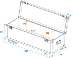 Flightcase Pro pyörillä (140 x 30 x 30cm)