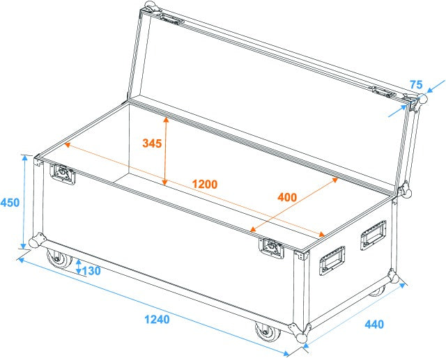 Eurolite Flightcase Pro pyörillä (120 x 40 x 40cm)