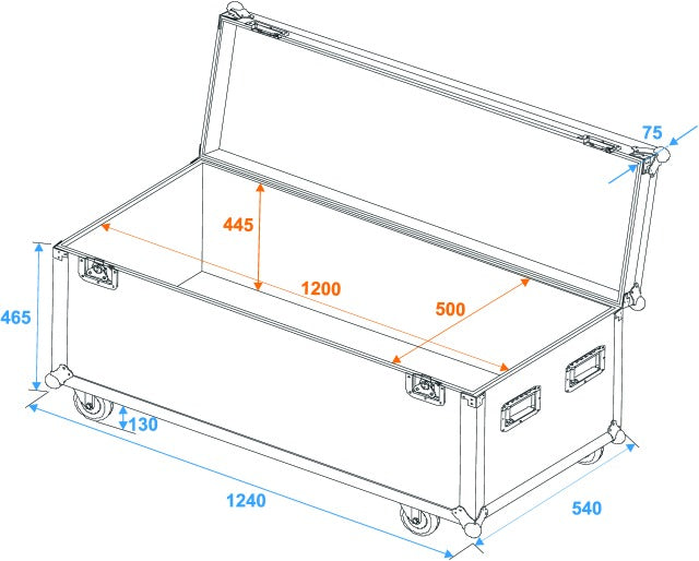 Eurolite Flightcase Pro pyörillä (120 x 50 x 50cm)