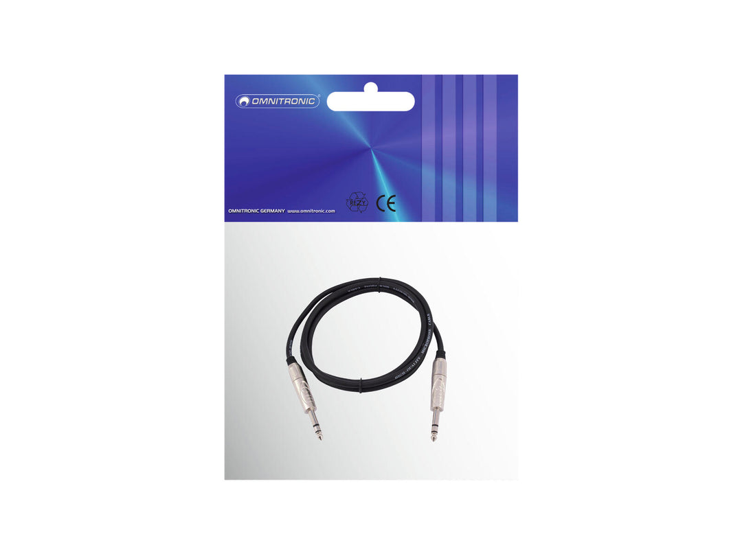 OMNITRONIC Jack-kaapeli 6.3 stereo 1m bk ROAD