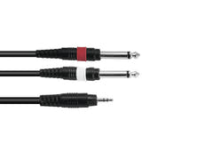 OMNITRONIC Adapterikaapeli 3.5 Jack/2xJack 3m bk