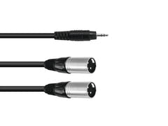 OMNITRONIC Adapterikaapeli 3,5 Jack/2xXLR(M) 3m bk