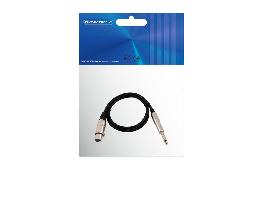 OMNITRONIC XLR(F)/mono-jakki-adapterikaapeli 0.9m bk
