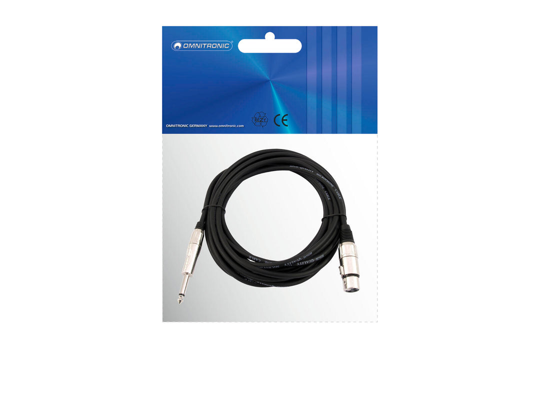 OMNITRONIC Adapterikaapeli XLR(F)/Jack mono 5m bk