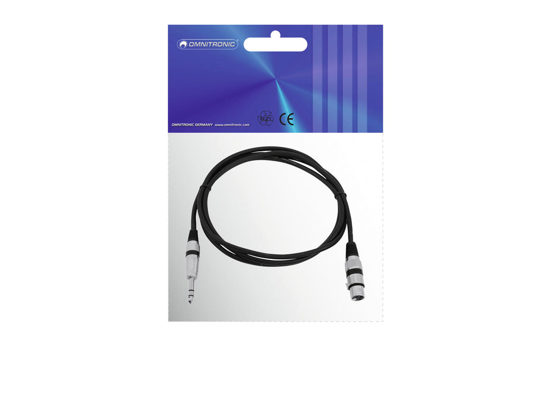 OMNITRONIC Adapterikaapeli XLR(F)/Jack stereo 2m bk