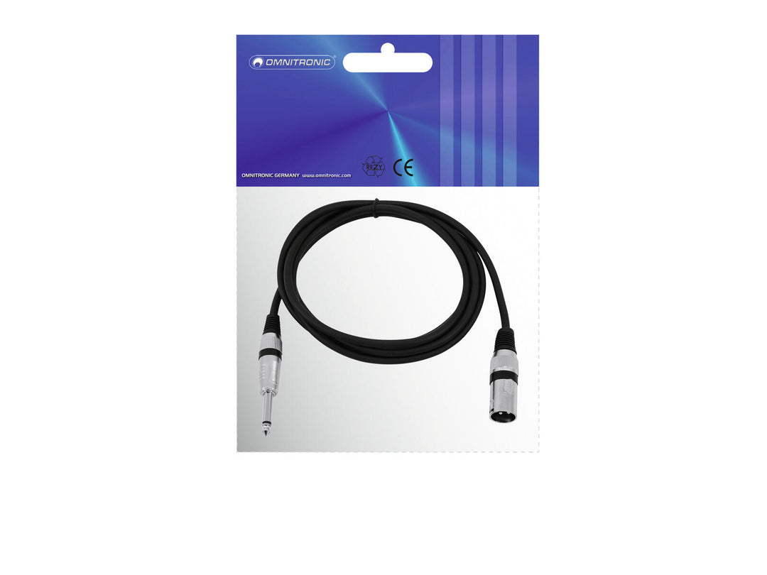 OMNITRONIC Adapterikaapeli XLR(M)/Jack mono 2m bk