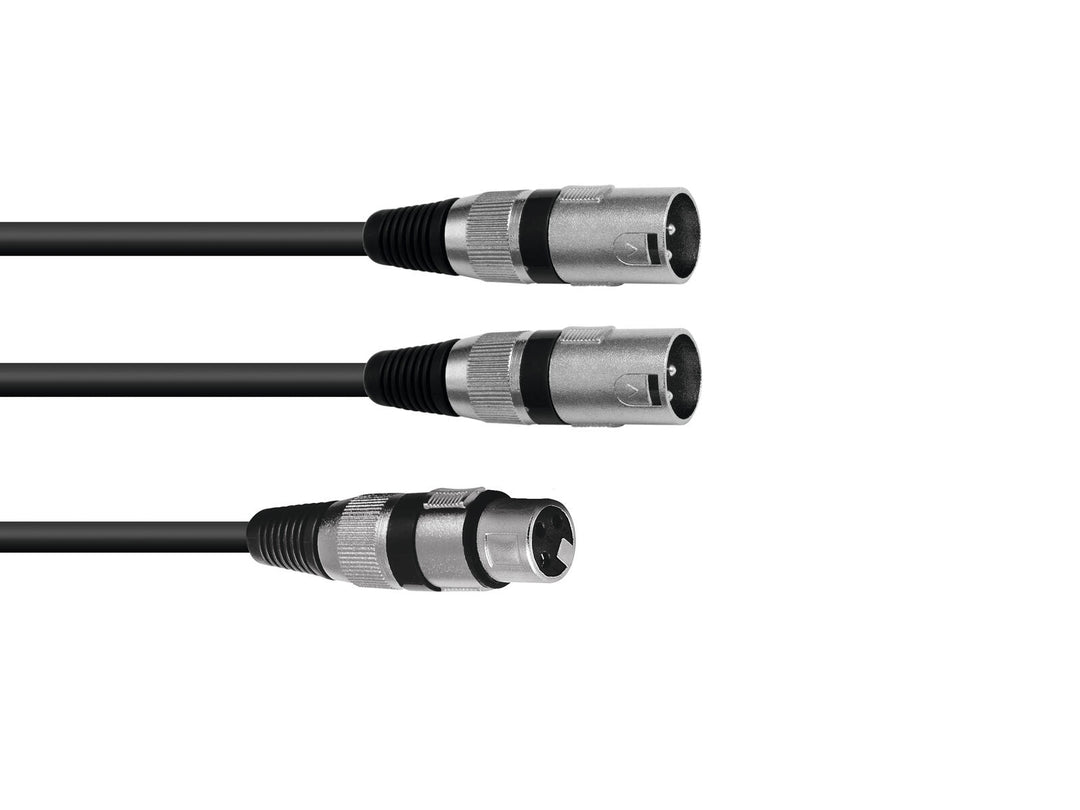 OMNITRONIC Adapterikaapeli XLR(F)/2xXLR(M) 0.5m bk