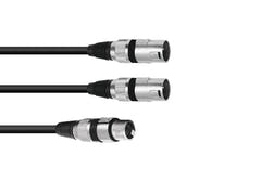 OMNITRONIC Adapterikaapeli XLR(F)/2xXLR(M) 1.5m bk