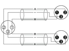 OMNITRONIC Adapterikaapeli XLR(F)/2xXLR(M) 1.5m bk