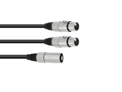 OMNITRONIC Adapterikaapeli XLR(M)/2xXLR(F) 0.5m bk