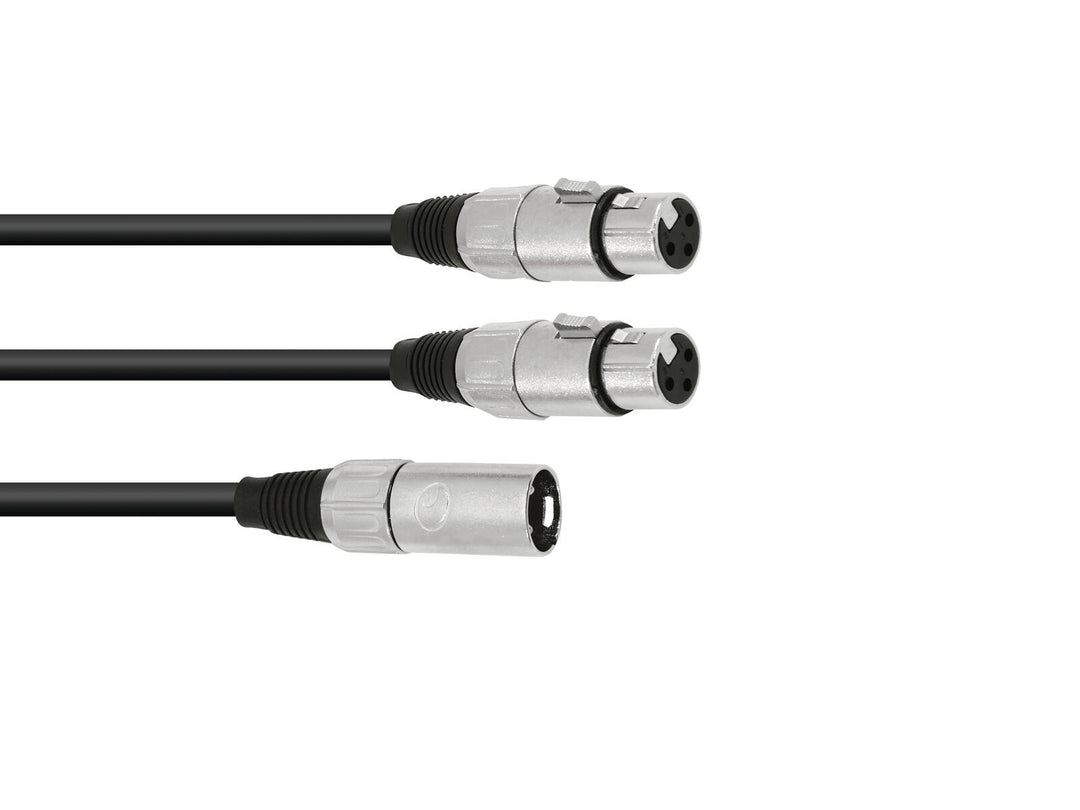 OMNITRONIC Adapterikaapeli XLR(M)/2xXLR(F) 0.5m bk