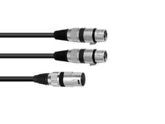 OMNITRONIC sovitinkaapeli XLR(M)/2xXLR(F) 1.5m bk