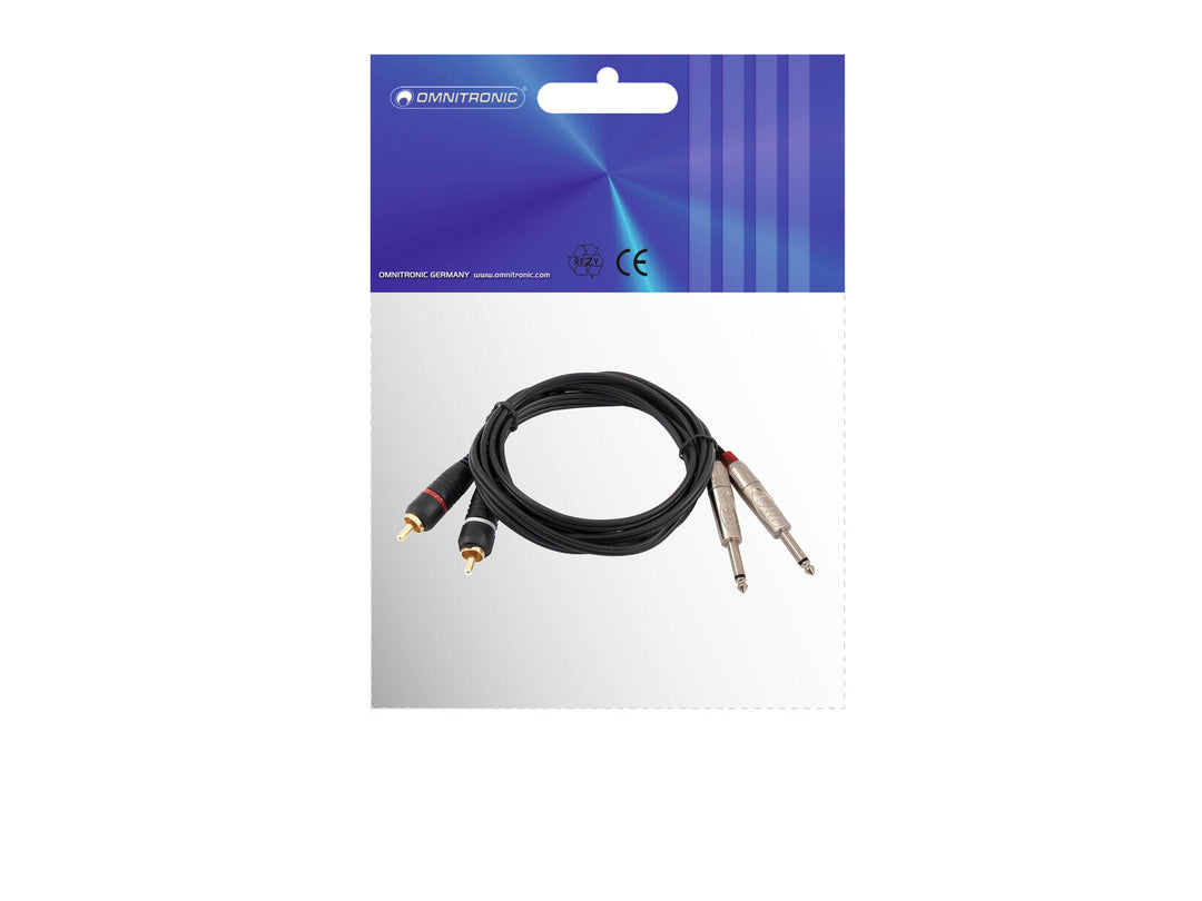OMNITRONIC Adapterikaapeli 2xJack/2xRCA 1m bk