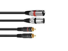 OMNITRONIC Adapterikaapeli 2xXLR(M)/2xRCA 3m bk