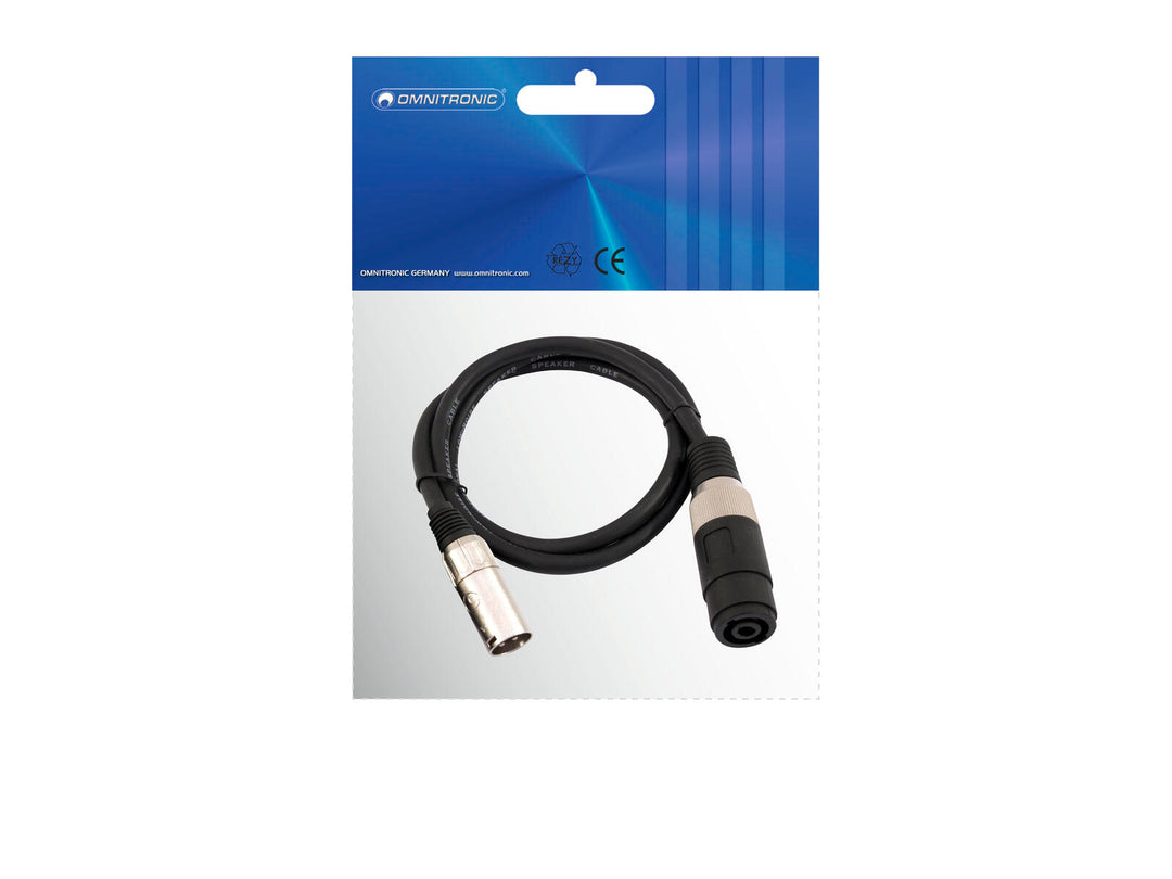 OMNITRONIC Adapterikaapeli Speaker(F)/XLR(M) 1m bk