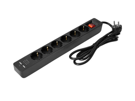 EUROLITE Jakaja ON-1 6-kertainen + 2 USB bk