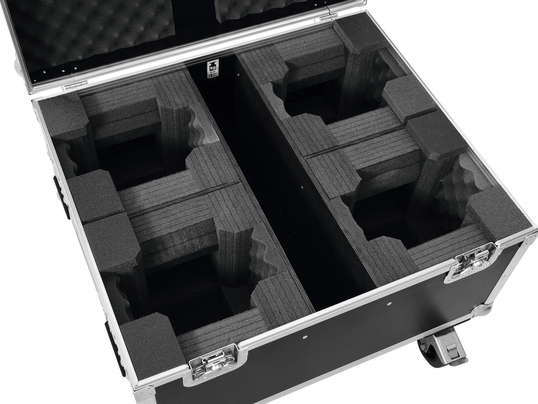 ROADINGER Flightcase 4x LED TMH-X1 Liikkuvat päät Beam with wheels