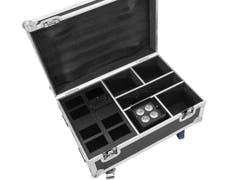 ROADINGER Flightcase 4x AKKU IP UP-4 Plus HCL Spot WDMX lataustoiminnolla