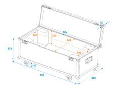 ROADINGER Flightcase 1x LED SL-350/SL-160 pyörillä